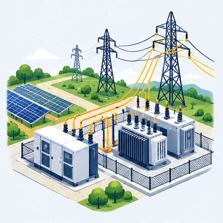 Solar power evacuation infrastructure and grid connections